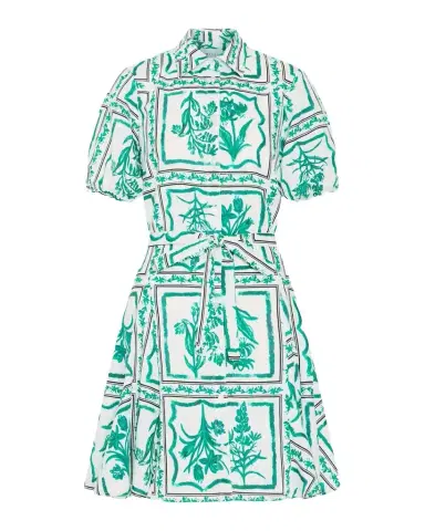 Milly Juni Floral Tile-Print Linen Mini Dress | Thumbnail 1 Milly Juni Floral Tile-Print Linen Mini Dress | Thumbnail 1