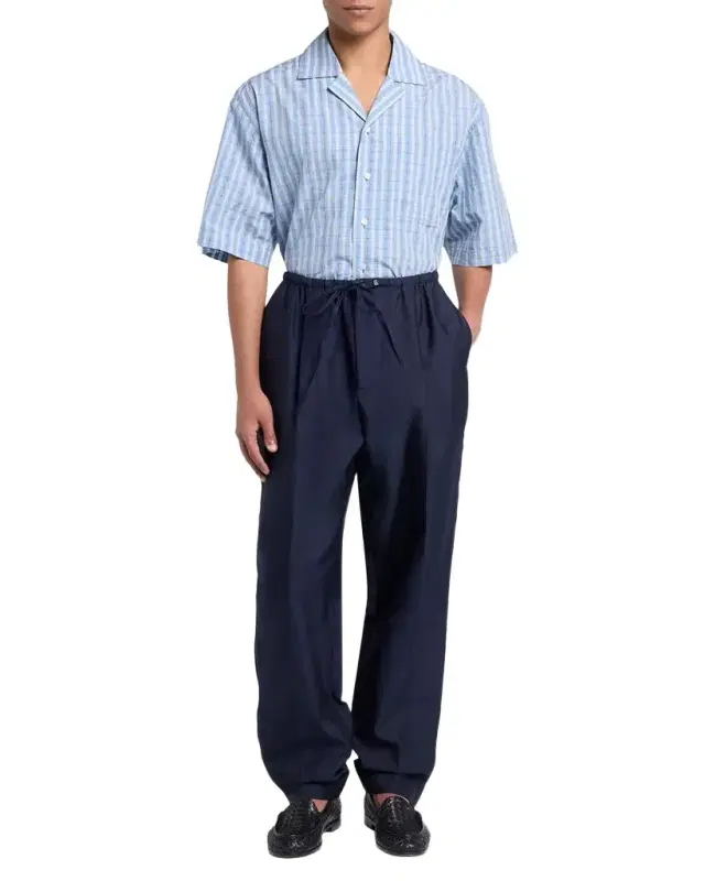 Bottega Veneta Men 's Washed Cotton and Silk Relaxed Drawstring Pants