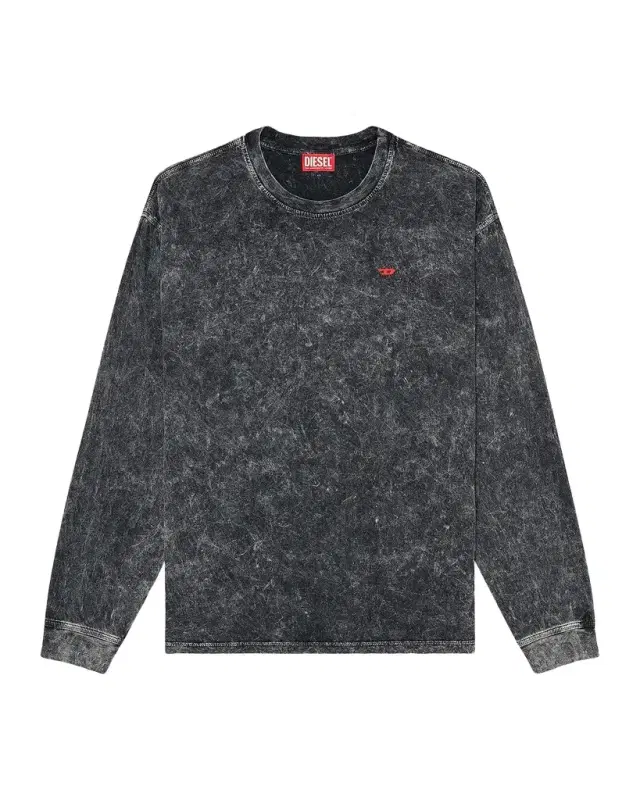 Men 's Logo Acid-Washed Cotton Long-Sleeve T-Shirt