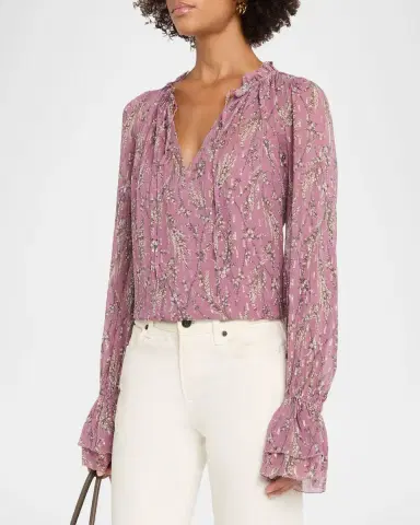 Veronica Beard Maxime Floral Blouse | Thumbnail 4 Veronica Beard Maxime Floral Blouse | Thumbnail 4