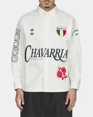 Adidas x Chavarria Men's Cotton Embroidered Button-Down Shirt | Thumbnail 4