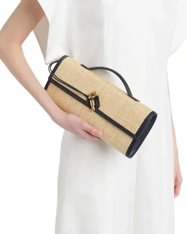 Bottega Veneta Andiamo Woven Raffia Clutch Bag | Thumbnail 1