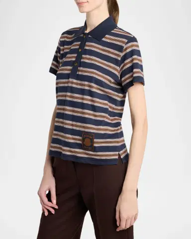 Moncler Striped Short-Sleeve Polo | Thumbnail 4 Moncler Striped Short-Sleeve Polo | Thumbnail 4