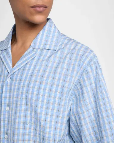 Bottega Veneta Men's Cotton and Silk Textured Plaid Short-Sleeve Shirt | Thumbnail 4 Bottega Veneta Men's Cotton and Silk Textured Plaid Short-Sleeve Shirt | Thumbnail 4
