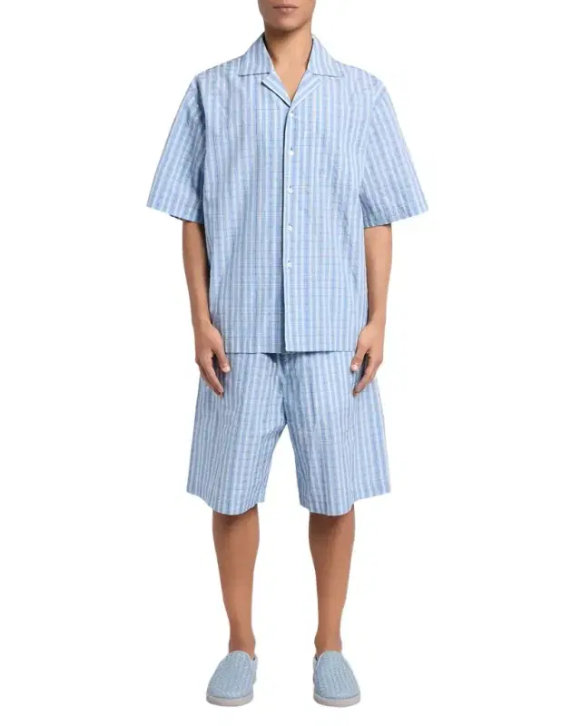 Bottega Veneta Men 's Cotton and Silk Textured Plaid Short-Sleeve Shirt