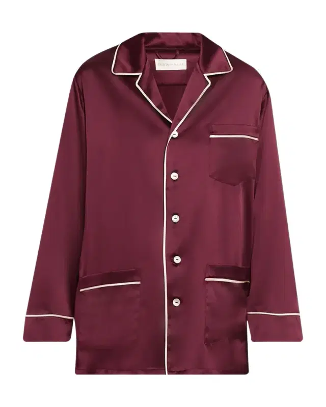 Olivia von Halle Yves Long Silk Satin Pajama Set
