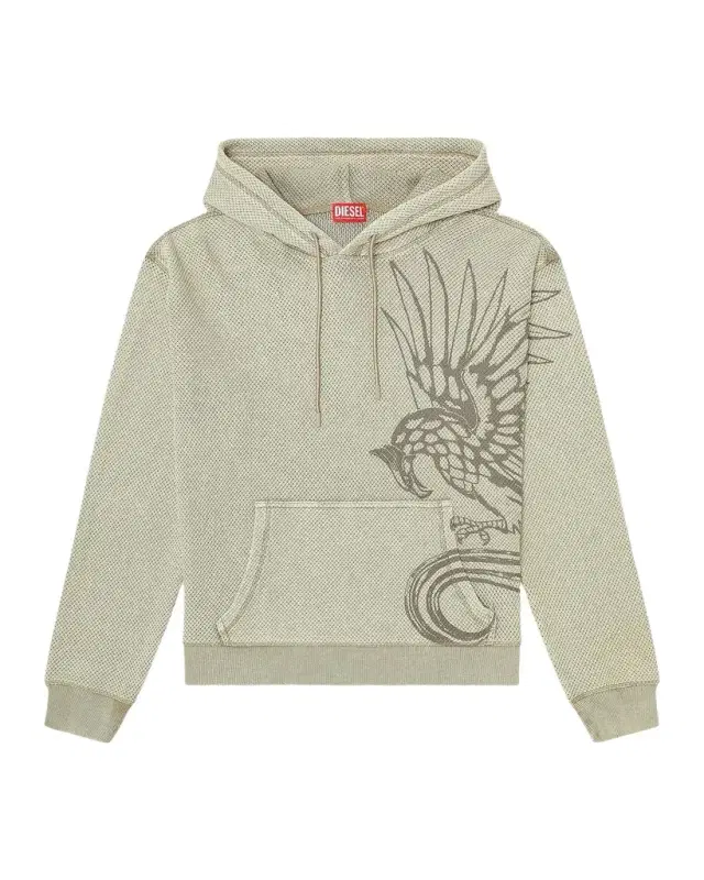 Men 's Norm Eagle-Graphic Acid-Wash Mesh Hoodie