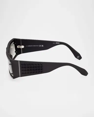 Christian Louboutin Men's Spikes Acetate Rectangle Sunglasses | Thumbnail 2