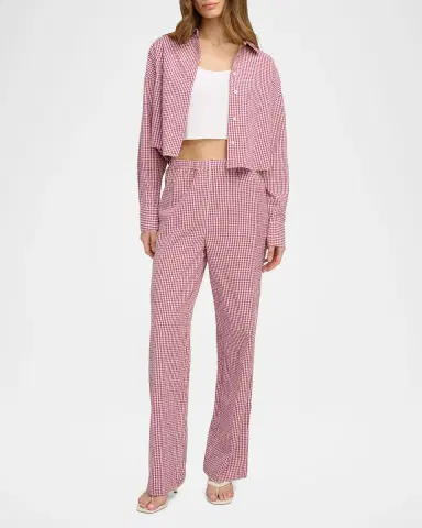 Favorite Daughter The Everything Cotton Gingham Pants | Thumbnail 2