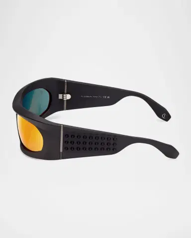 Christian Louboutin Men's Temple-Spikes Acetate Rectangle Sunglasses | Thumbnail 2 Christian Louboutin Men's Temple-Spikes Acetate Rectangle Sunglasses | Thumbnail 2
