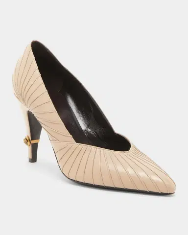Versace 90mm Gianni Textured Leather Pumps | Thumbnail 4