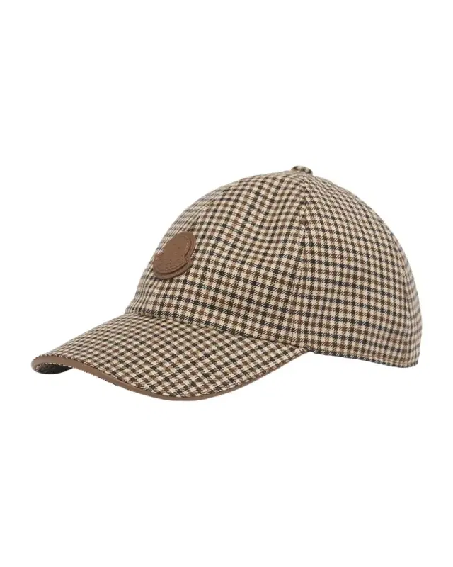 Moncler Men 's Micro-Check Wool Baseball Cap