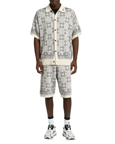 AMIRI Men's MA Quad Check Knit Drawstring Shorts | Thumbnail 1 AMIRI Men's MA Quad Check Knit Drawstring Shorts | Thumbnail 1