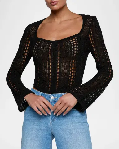 L'Agence Orine Pointelle-Knit Top | Thumbnail 4