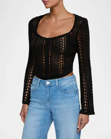 L'Agence Orine Pointelle-Knit Top | Thumbnail 5