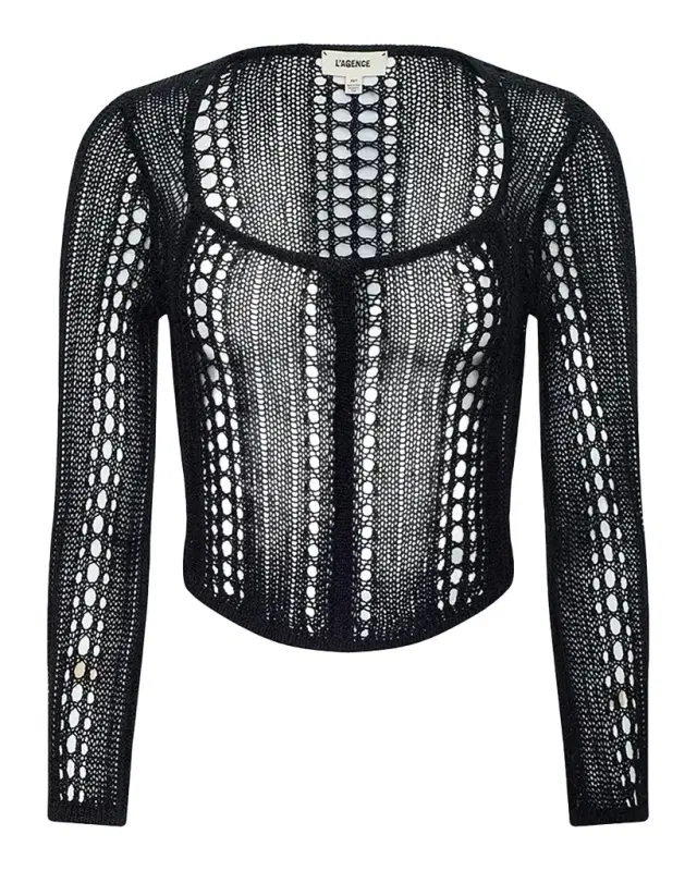 L 'Agence Orine Pointelle-Knit Top