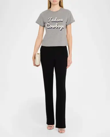 Cinq à Sept J 'adore Cowboys Embellished Shrunken Tee | Thumbnail 2