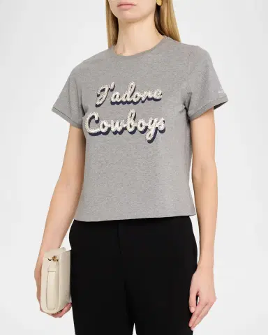 Cinq à Sept J 'adore Cowboys Embellished Shrunken Tee | Thumbnail 4