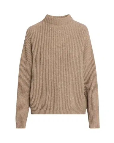 Brunello Cucinelli Turtleneck Shimmering Cashmere-Wool Rib Sweater | Thumbnail 1 Brunello Cucinelli Turtleneck Shimmering Cashmere-Wool Rib Sweater | Thumbnail 1