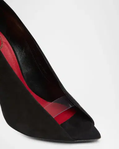 Valentino Garavani 105mm Open Toe Revele Suede Pumps | Thumbnail 4 Valentino Garavani 105mm Open Toe Revele Suede Pumps | Thumbnail 4