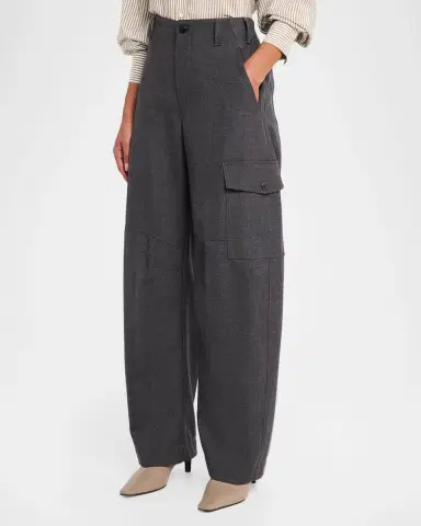 Brunello Cucinelli Mid-Rise Barrel-Leg Cargo Pants | Thumbnail 4 Brunello Cucinelli Mid-Rise Barrel-Leg Cargo Pants | Thumbnail 4