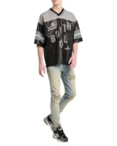 AMIRI Graphic Leather Mesh T-Shirt | Thumbnail 1