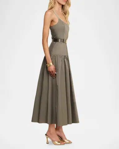 L'Agence Rima Belted Midi Dress | Thumbnail 4 L'Agence Rima Belted Midi Dress | Thumbnail 4