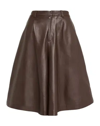 Brunello Cucinelli Leather Wide-Leg Culotte Pants | Thumbnail 1
