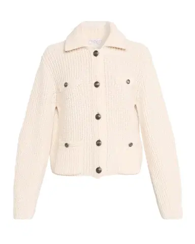 Brunello Cucinelli Cashmere Rib Collared Cardigan | Thumbnail 1 Brunello Cucinelli Cashmere Rib Collared Cardigan | Thumbnail 1