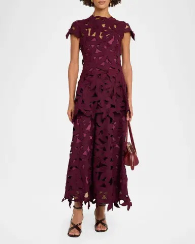 Simkhai Neve Layered Floral Cutwork Lace Midi Dress | Thumbnail 2 Simkhai Neve Layered Floral Cutwork Lace Midi Dress | Thumbnail 2