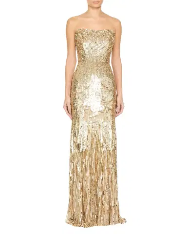 Jenny Packham Kimi Strapless Textured Sequin Gown | Thumbnail 1 Jenny Packham Kimi Strapless Textured Sequin Gown | Thumbnail 1
