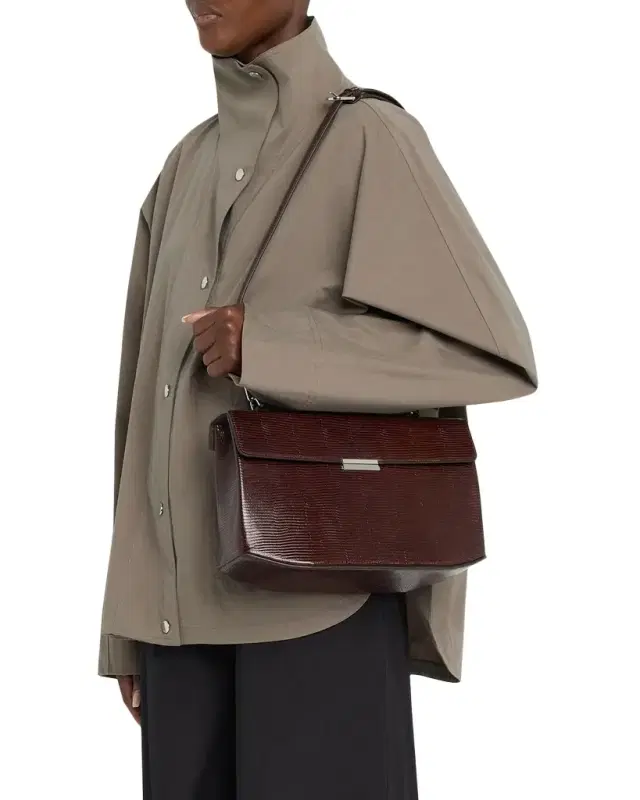 Toteme Clip Lizard-Embossed Top-Handle Bag