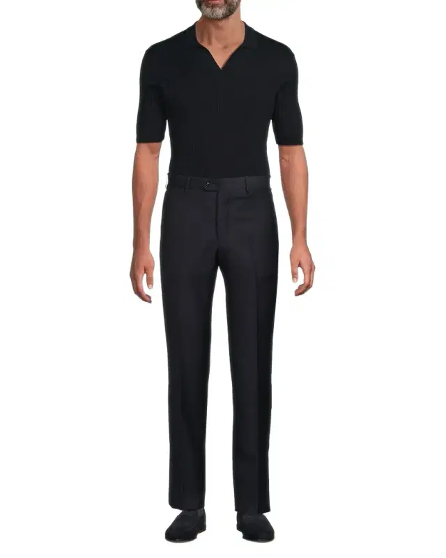 Giorgio Armani Men 's Solid Wool Flat-Front Trousers