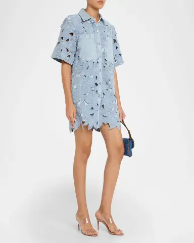 Simkhai Calyn Embroidered Denim Mini Dress | Thumbnail 4 Simkhai Calyn Embroidered Denim Mini Dress | Thumbnail 4