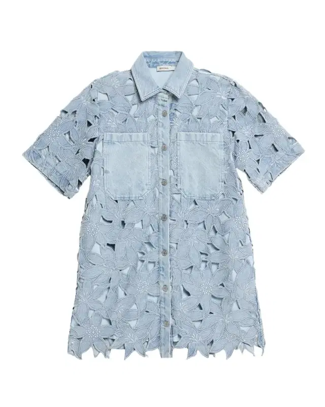 Calyn Embroidered Denim Mini Dress