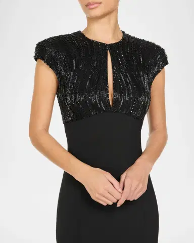 Jenny Packham Moonveil Tonal Sequin Cap-Sleeve Gown | Thumbnail 3 Jenny Packham Moonveil Tonal Sequin Cap-Sleeve Gown | Thumbnail 3