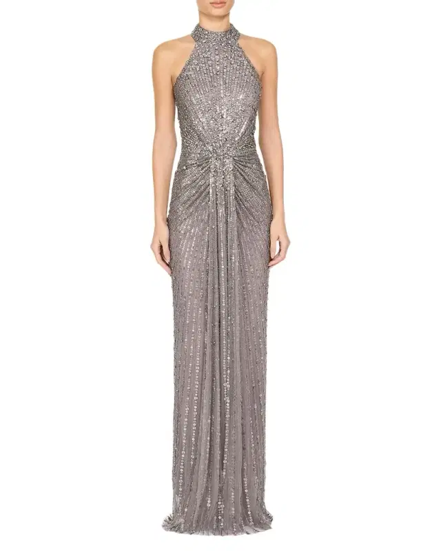 Jenny Packham Whisper Beaded Halter Gown