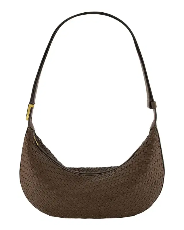 Vince Eris Small Woven Leather Hobo Bag