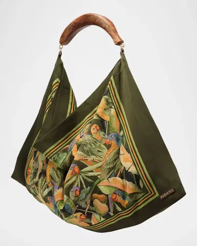 Farm Rio Botanical-Print Satin Scarf Top-Handle Bag | Thumbnail 2 Farm Rio Botanical-Print Satin Scarf Top-Handle Bag | Thumbnail 2