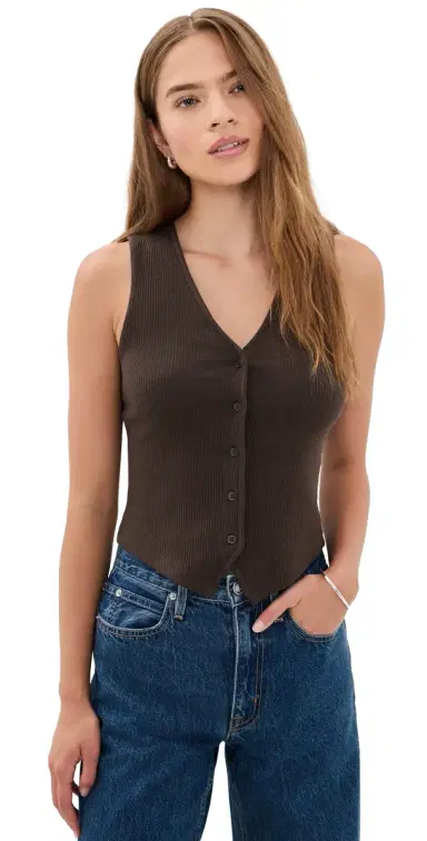 Madewell Ribbed V-Neck Vest | Thumbnail 1 Madewell Ribbed V-Neck Vest | Thumbnail 1