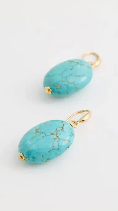 KENNETH JAY LANE Oval Turquoise Bead-On Fishhook Earrings Turquoise One Size | Thumbnail 4