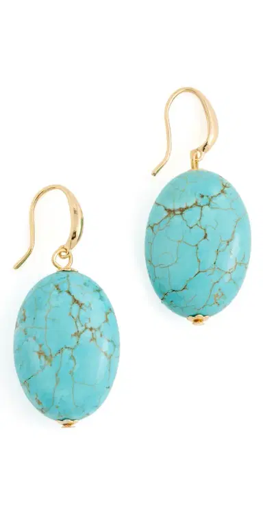 KENNETH JAY LANE Oval Turquoise Bead-On Fishhook Earrings Turquoise One Size | Thumbnail 1