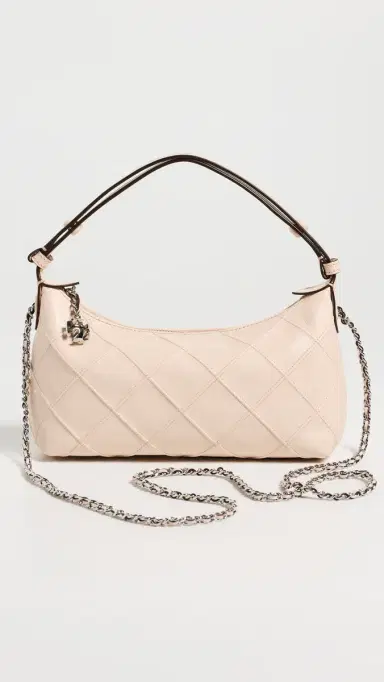 Tory Burch Fleming Distressed Pouchette Shoulder Bag Soft Pink One Size | Thumbnail 2 Tory Burch Fleming Distressed Pouchette Shoulder Bag Soft Pink One Size | Thumbnail 2