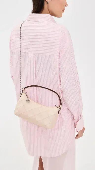 Tory Burch Fleming Distressed Pouchette Shoulder Bag Soft Pink One Size | Thumbnail 3 Tory Burch Fleming Distressed Pouchette Shoulder Bag Soft Pink One Size | Thumbnail 3