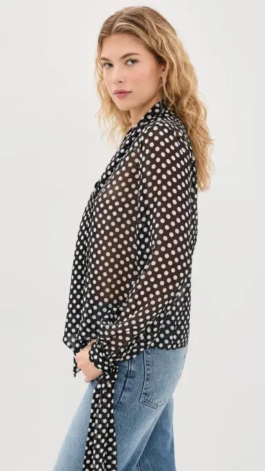 Frame The Polka Dot Nouvelle Blouse Black multi L | Thumbnail 5 Frame The Polka Dot Nouvelle Blouse Black multi L | Thumbnail 5
