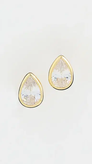 SHASHI Danjou Stud Earrings Gold One Size | Thumbnail 2
