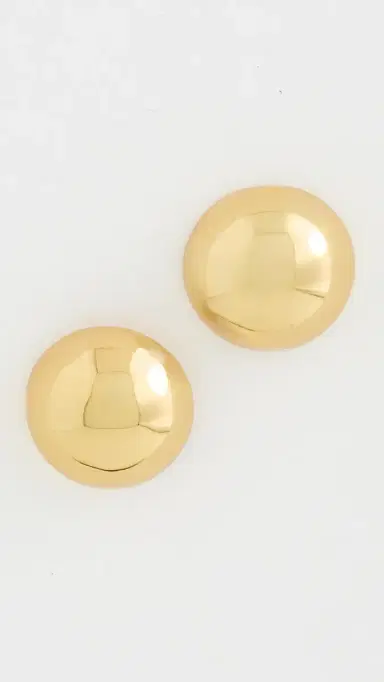 KENNETH JAY LANE Polished Domed Button Earrings Gold One Size | Thumbnail 2