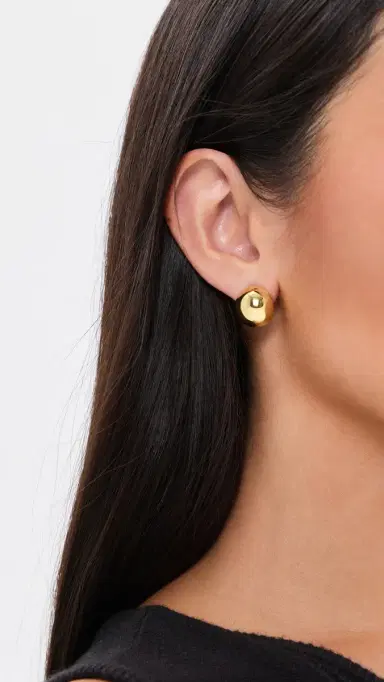 KENNETH JAY LANE Polished Domed Button Earrings Gold One Size | Thumbnail 3