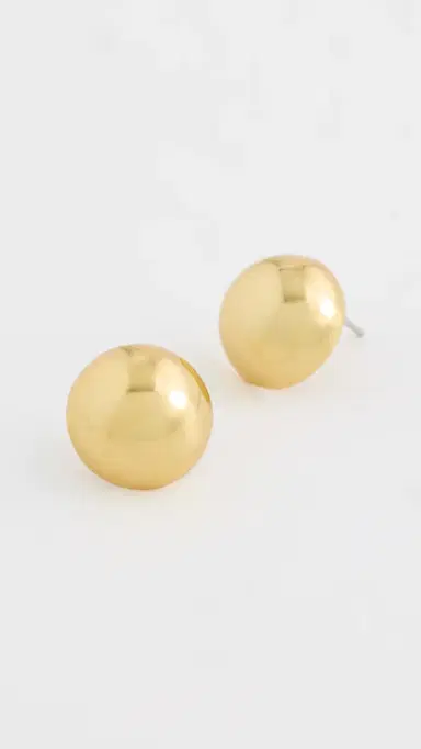 KENNETH JAY LANE Polished Domed Button Earrings Gold One Size | Thumbnail 4