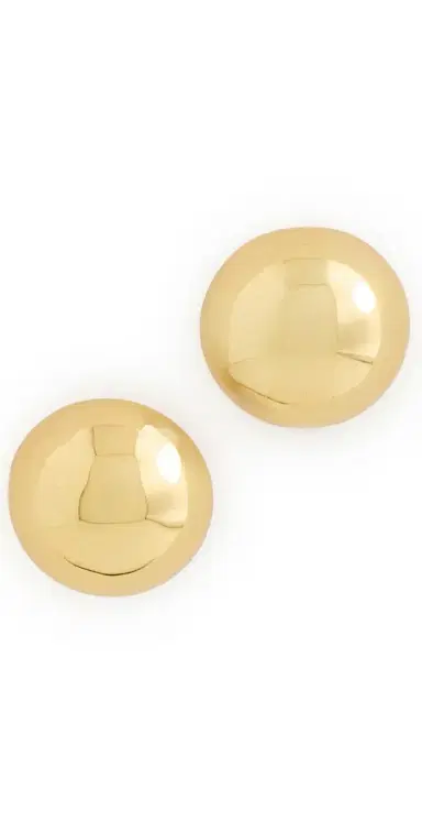 KENNETH JAY LANE Polished Domed Button Earrings Gold One Size | Thumbnail 1